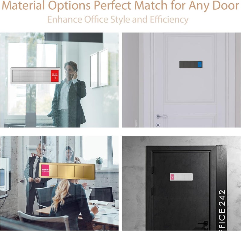 EliteSign Office Door Signs -6 Options Do Not Disturb, In A Meeting, Out Of Office, Working Remotely, Back Soon Please Knock,Privacy Door Slider Sign for Meeting & Conference Room Brushed Gold - Image 4